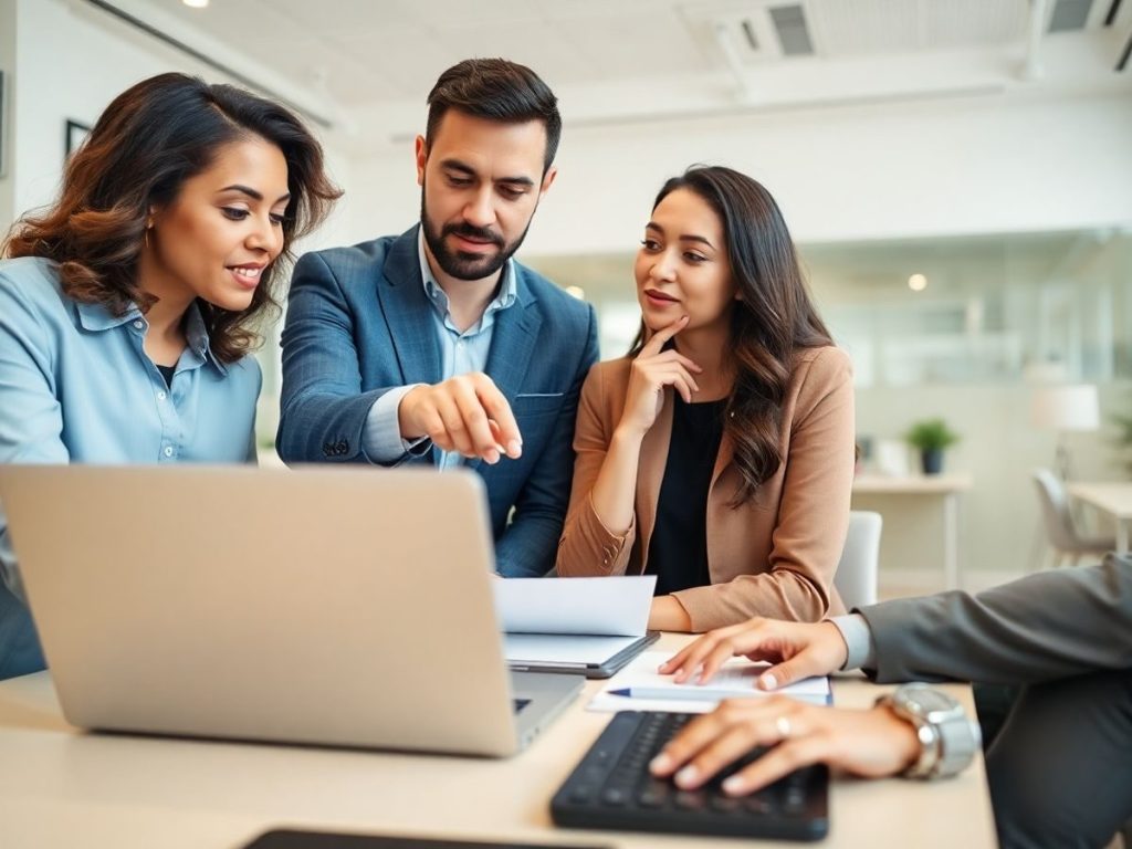 Oameni de afaceri, succes, colaborare, rezolvare probleme, birou modern
